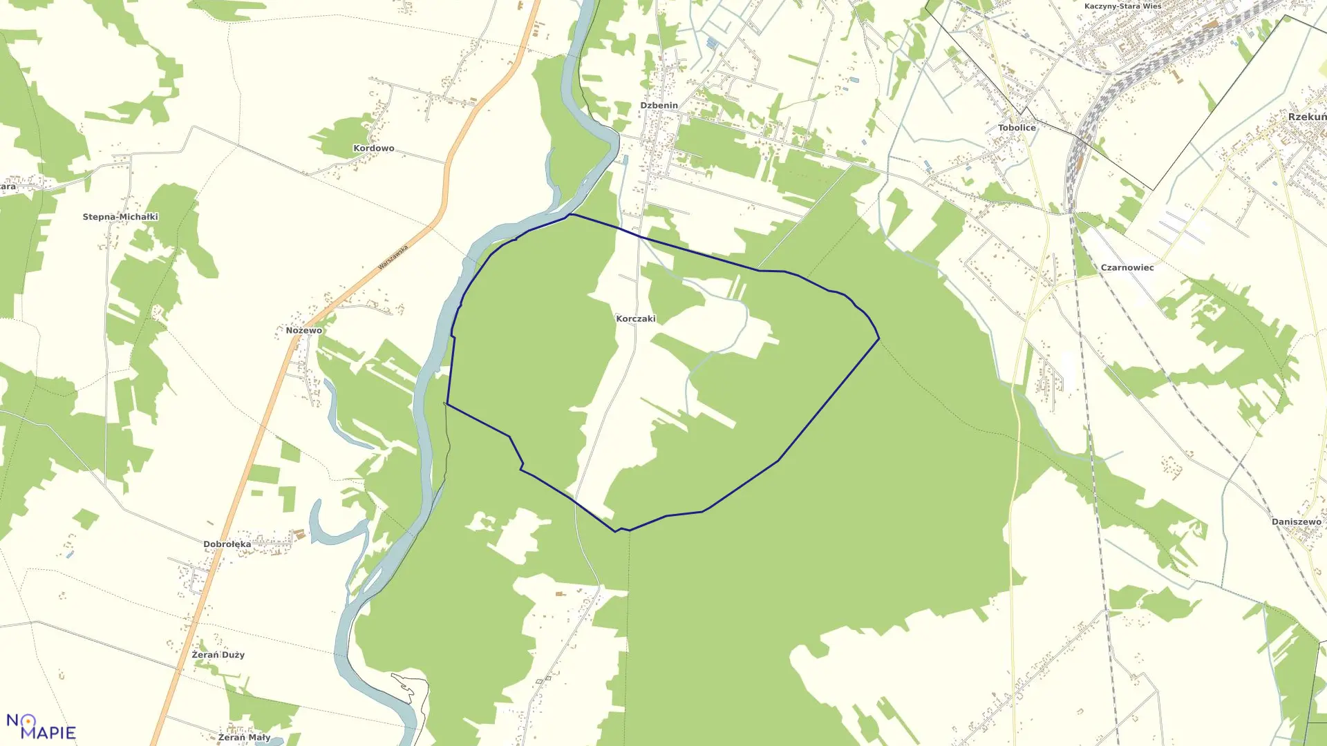 Mapa obrębu KORCZAKI w gminie Rzekuń