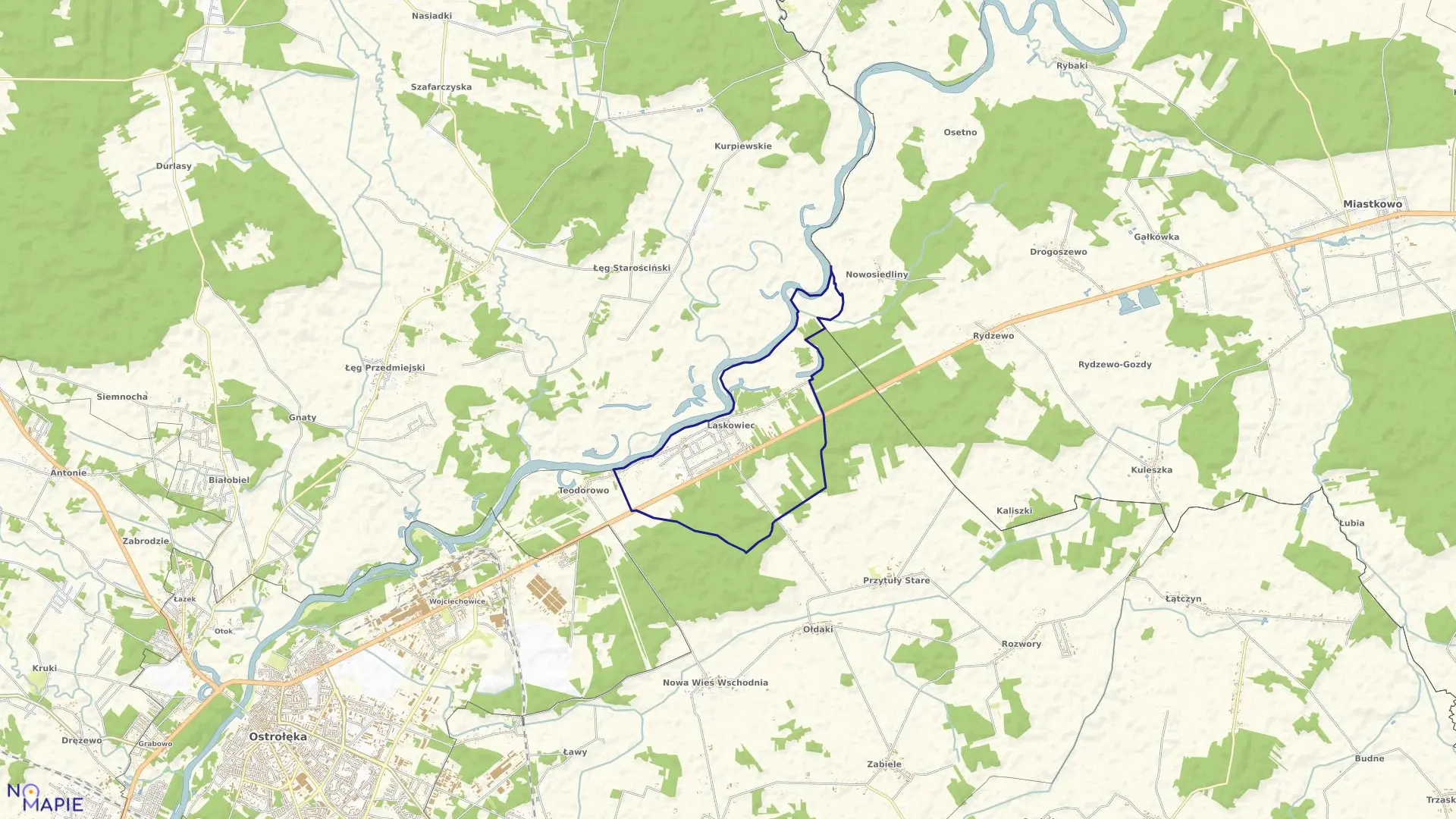 Mapa obrębu LASKOWIEC w gminie Rzekuń
